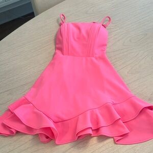 Pink and Orange Ruffled Tiered Mini Sundress